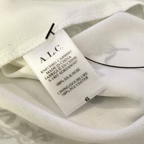 A.L.C. Misha Ruched Draped One Shoulder White Silk Chiffon Mini Dress 6 - Picture 10 of 12